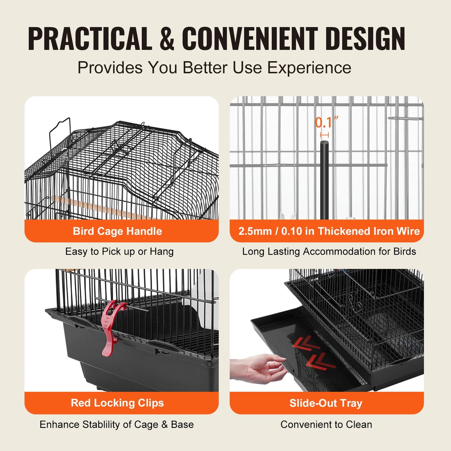 SucceBuy Open Top Parrot Bird Cage With Swing And Perch