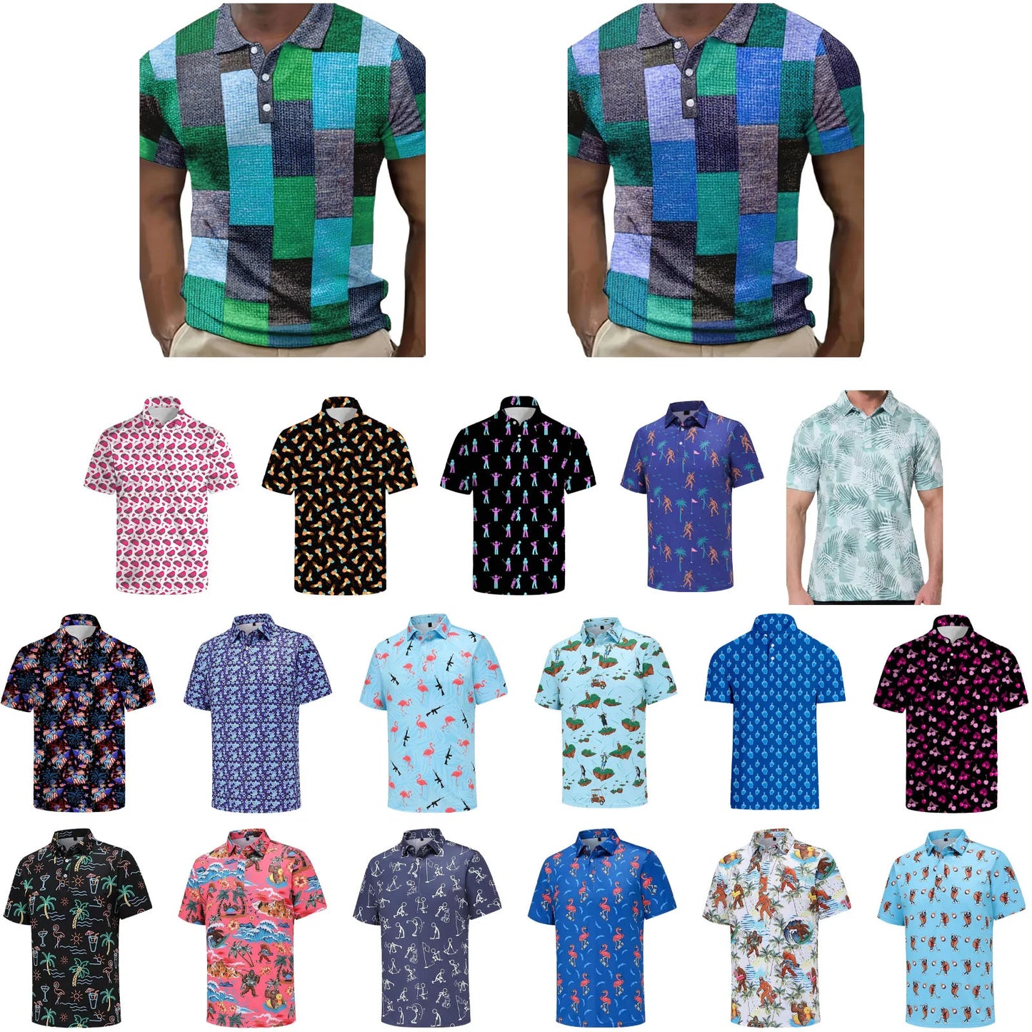 Men's Button-Up T Shirt Beachwear Breathable Quick-Dry Short Sleeve