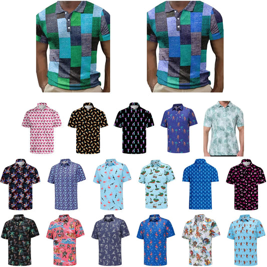 Men's Button-Up T Shirt Beachwear Breathable Quick-Dry Short Sleeve