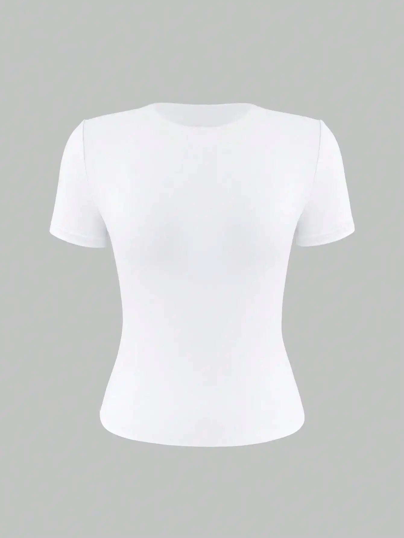 Women's Round Neck Short Sleeve Fitted T Shirt Polyester Elastane