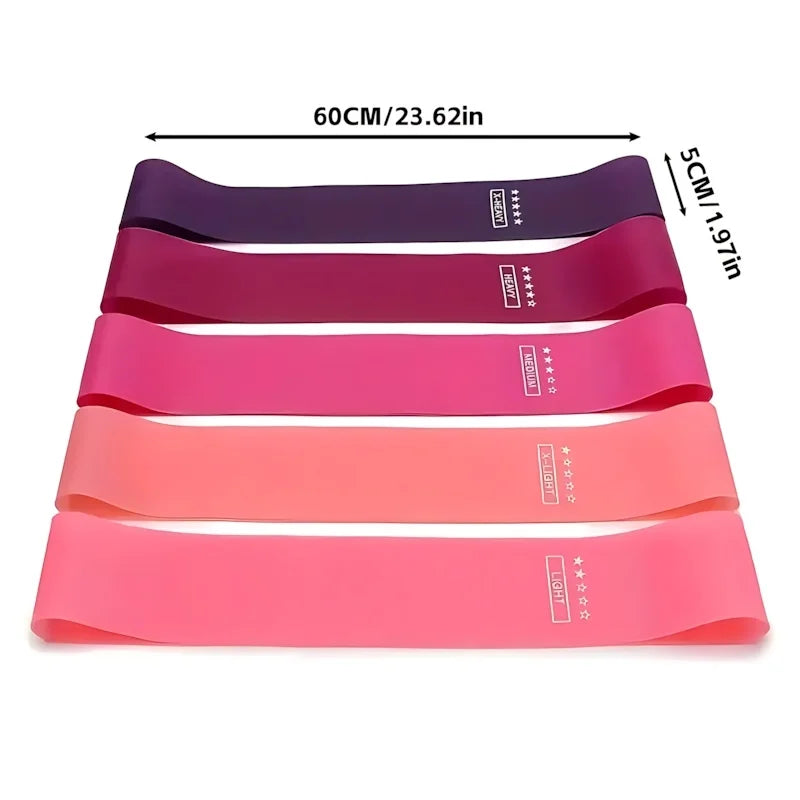 5 Piece Resistance Band Set With Latex Loops For Travel