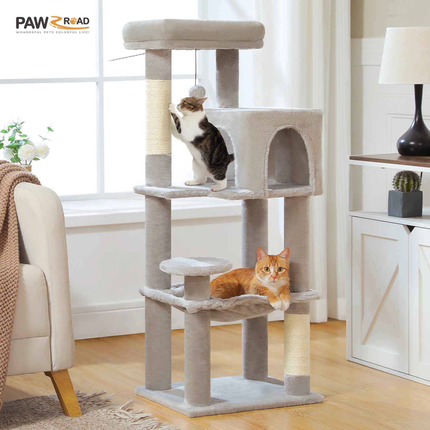 PAWZ Road Multi Level Cat Tree With Sisal Posts Condo