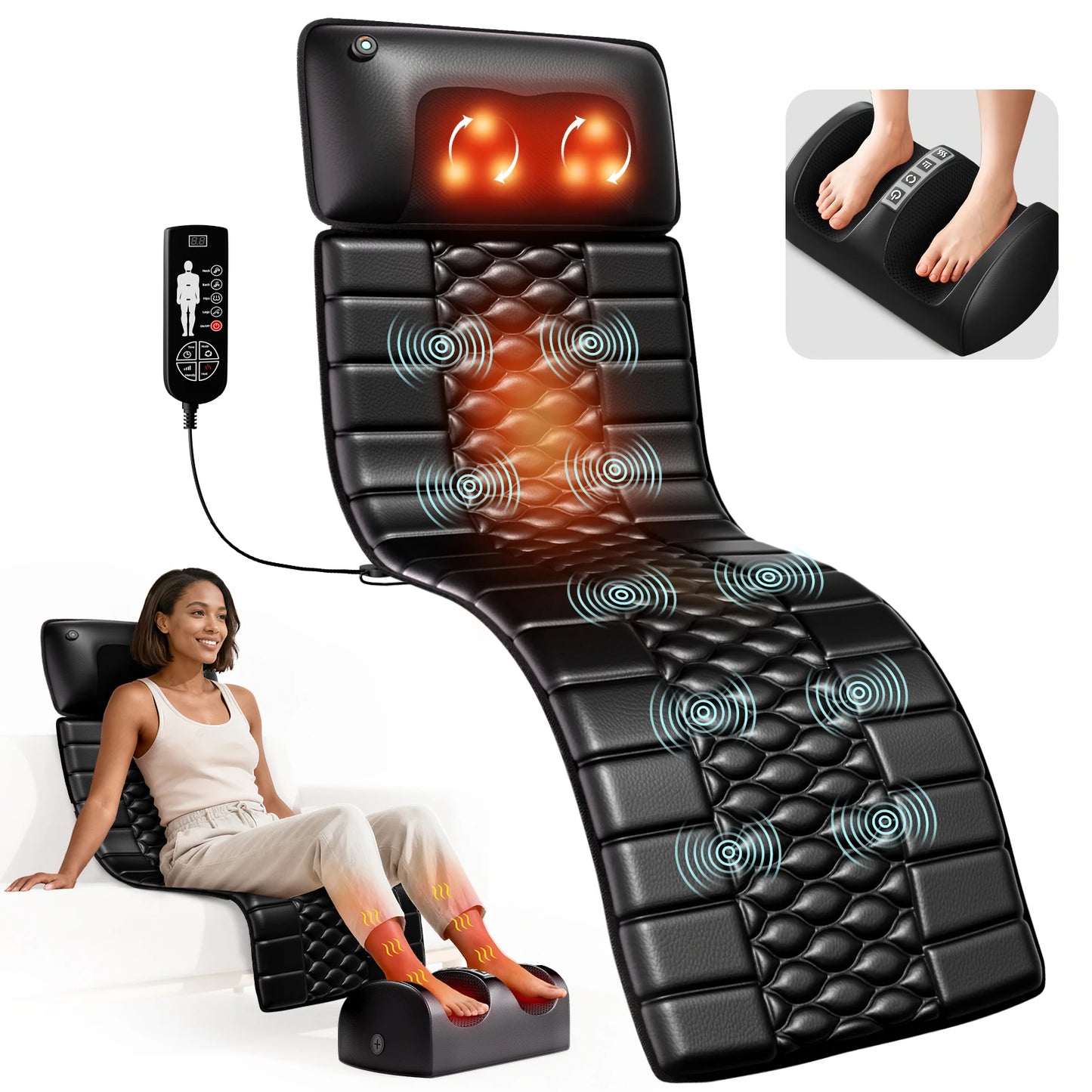HOMEMASSA Shiatsu Full Body Massage Mat With Heat Ten Motors