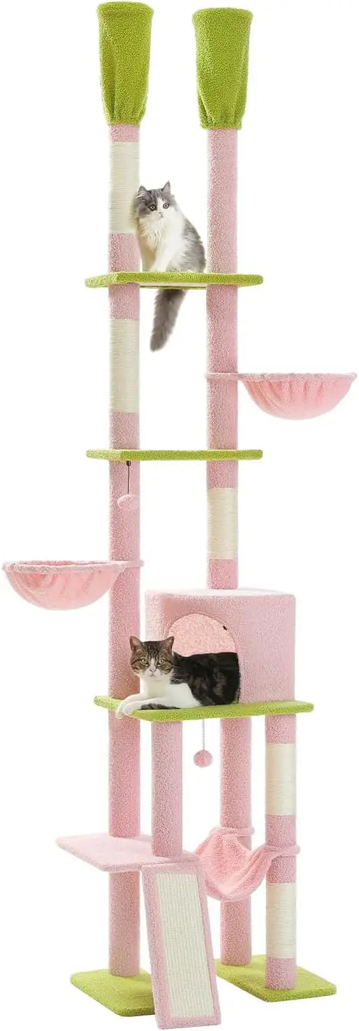 Floor To Ceiling Cat Tree Adjustable Height Activity Tower