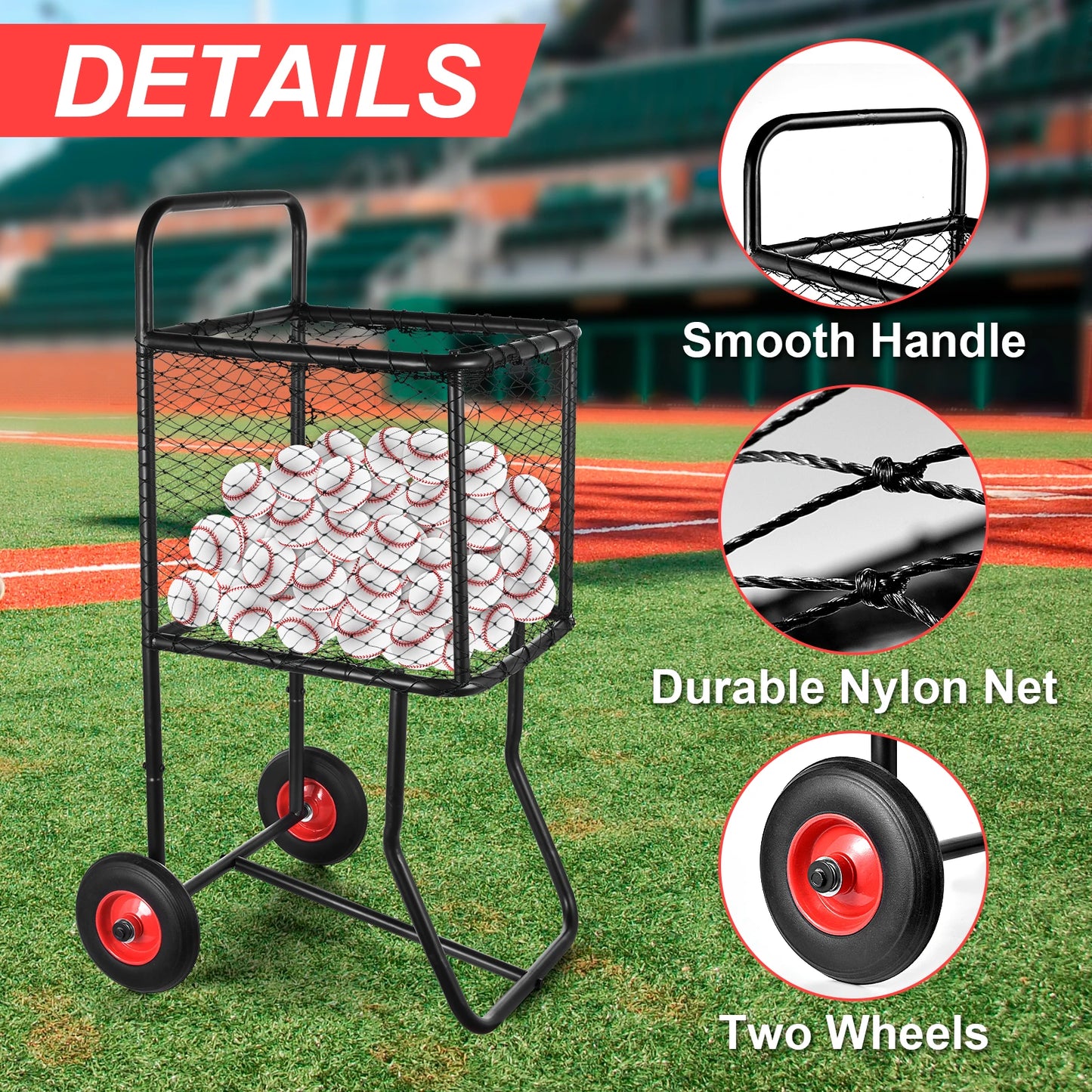 Heavy Duty Rolling Baseball Cart For Softballs And Basketballs