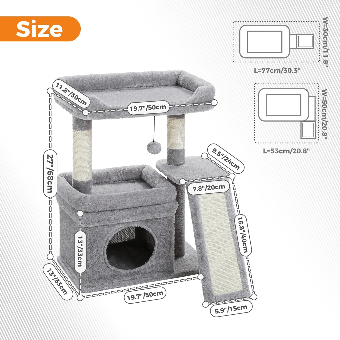 PAWZ Road Small Cat Tree Tower With Sisal Scratching Post