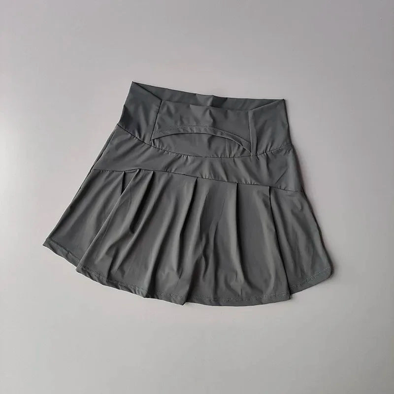 Women's High-Waisted Skort With Inner Lining For Yoga Fitness