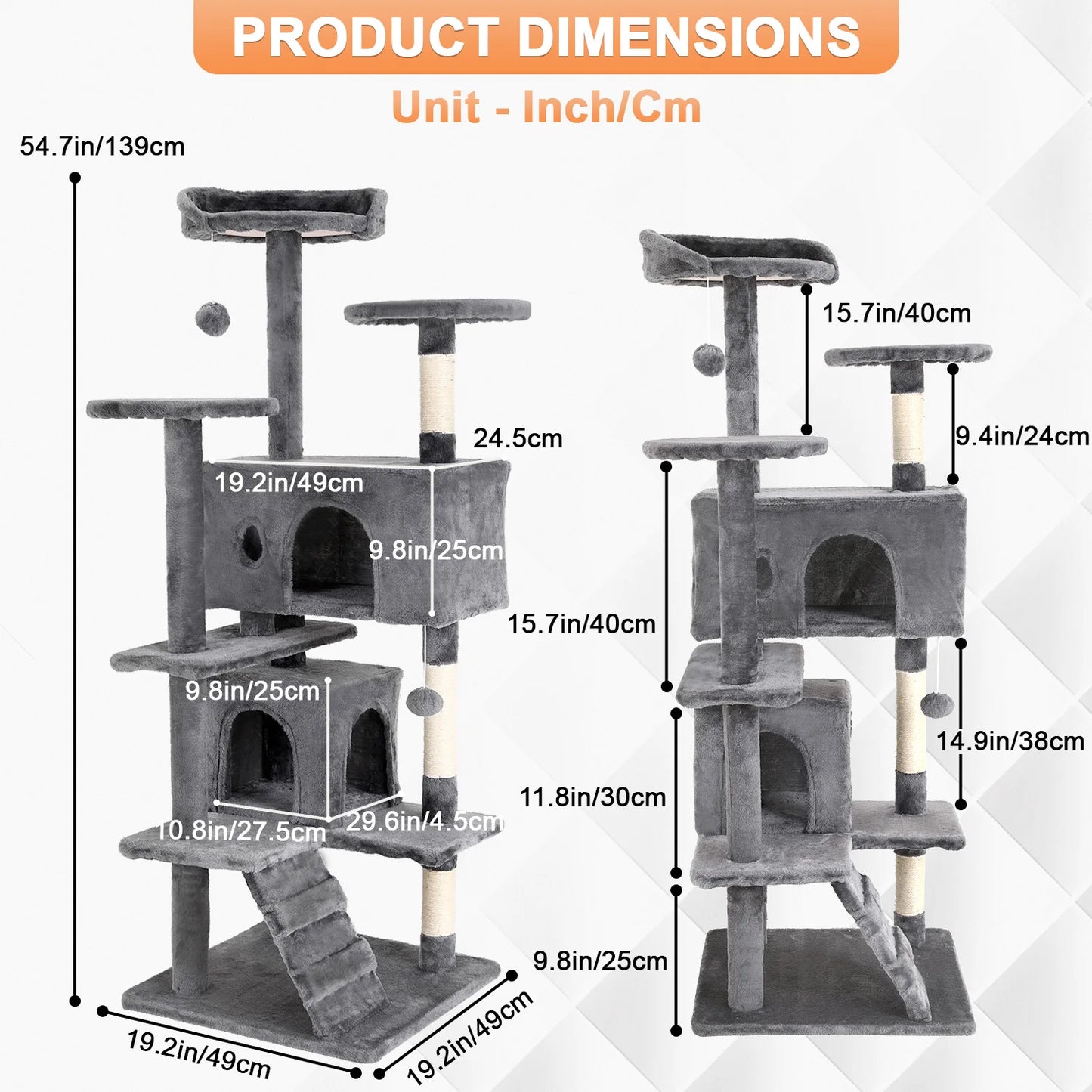 Four Tier Cat Tree Tower With Sisal Scratching Posts