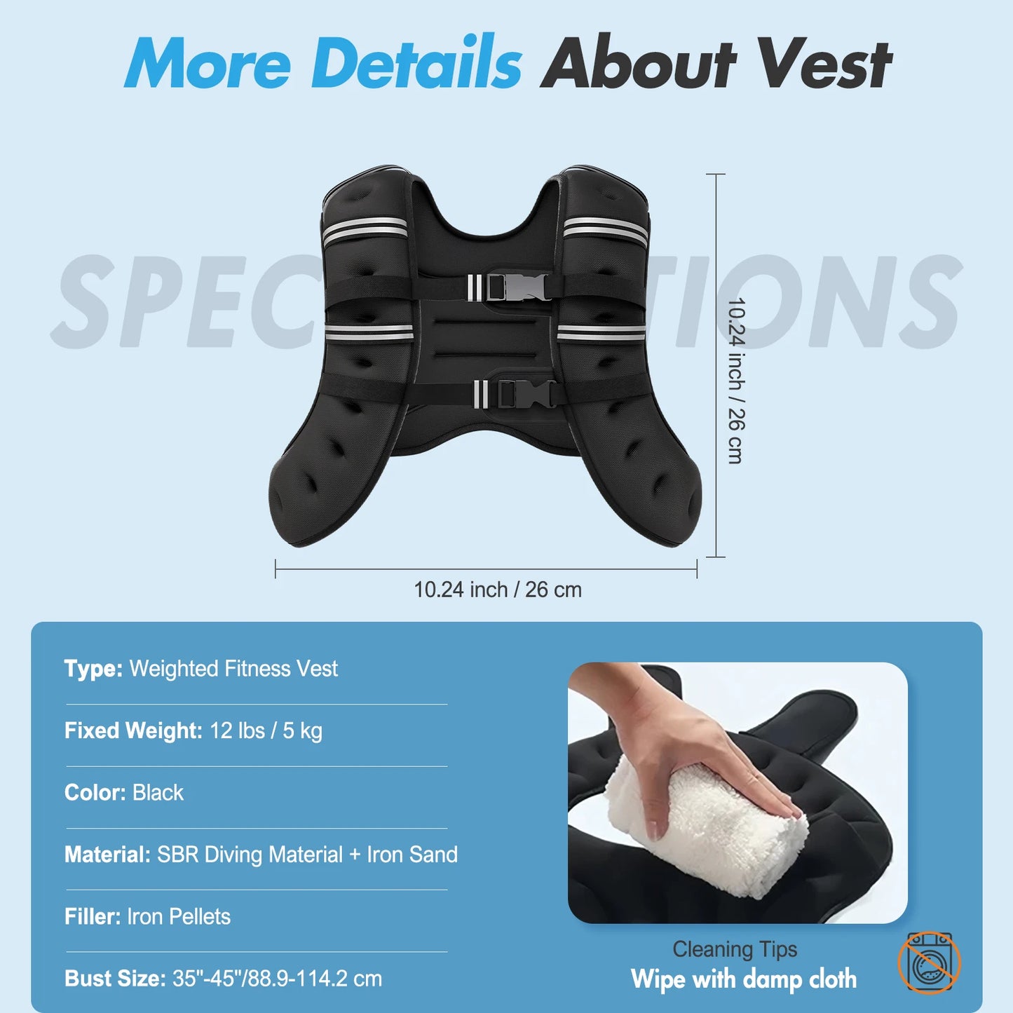 NONECN Weighted Vest For Fitness 6lb 12lb 18lb 22lb
