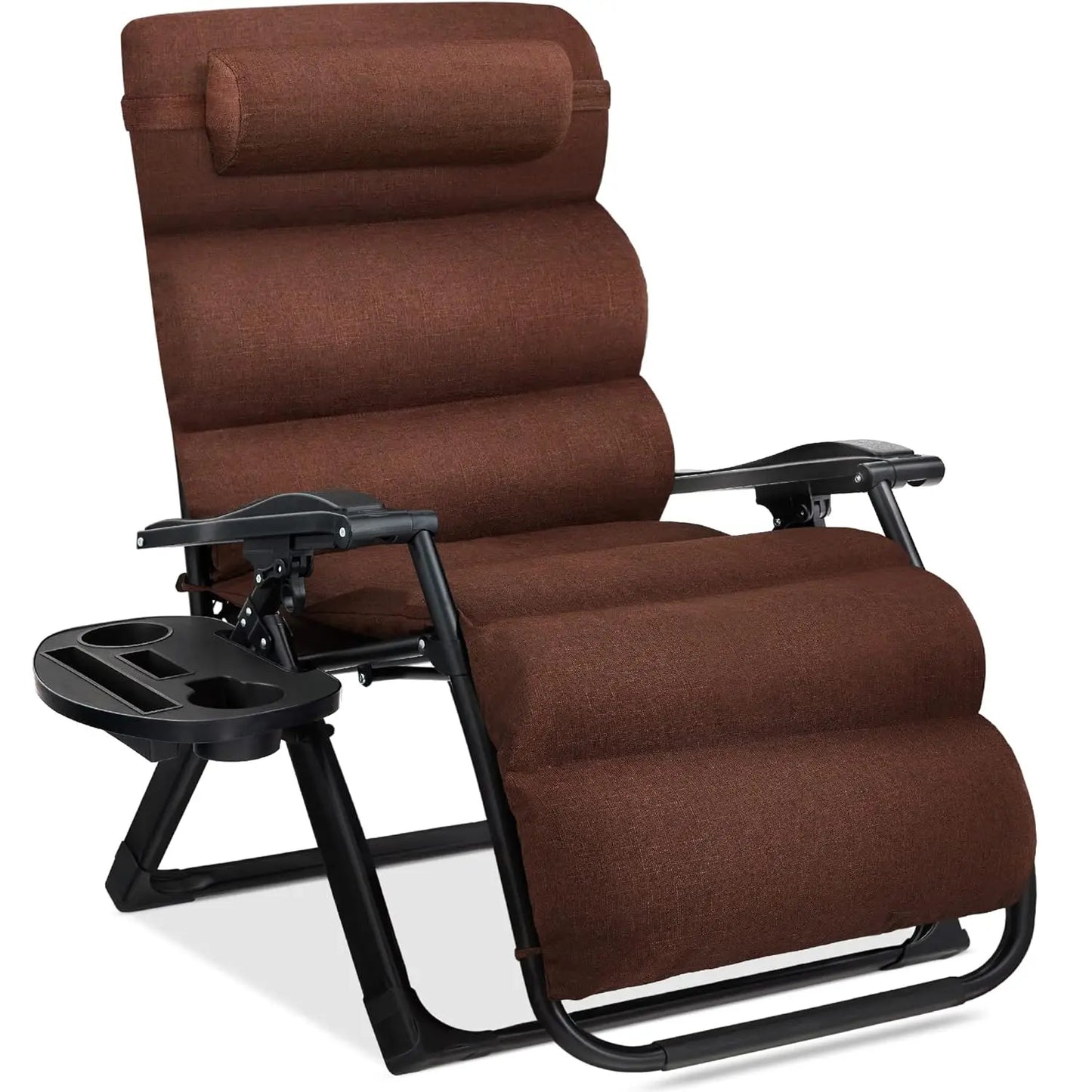 Zero Gravity Patio Chair With Removable Plush Cushion And Cup Holder
