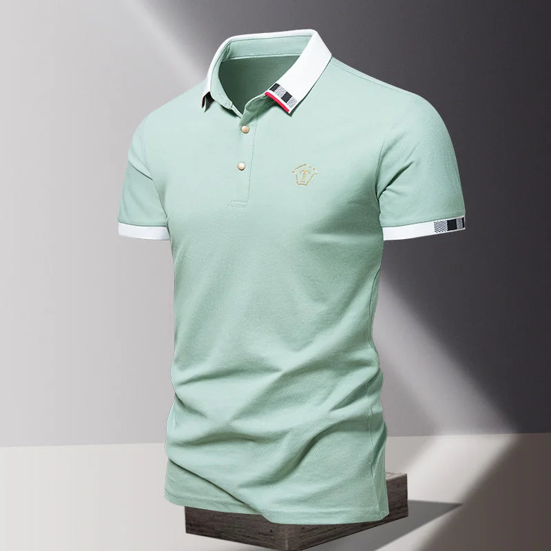 Lane JT Mens Pure Cotton Short Sleeve Polo Shirt Lapel