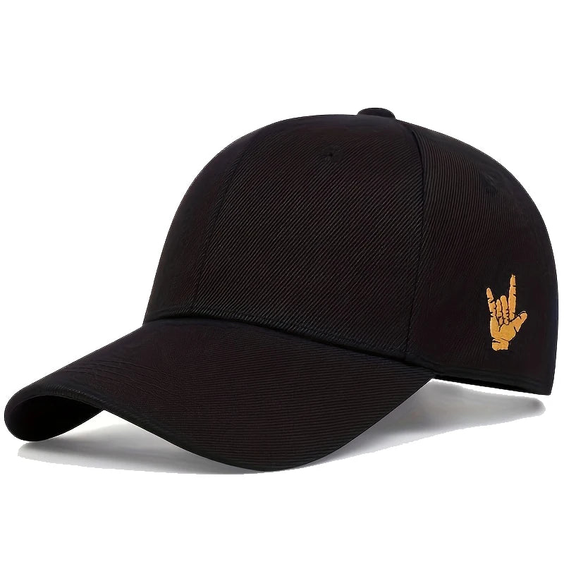 Unisex Finger Embroidery Baseball Cap Outdoor Adjustable Sun Hat Polyester