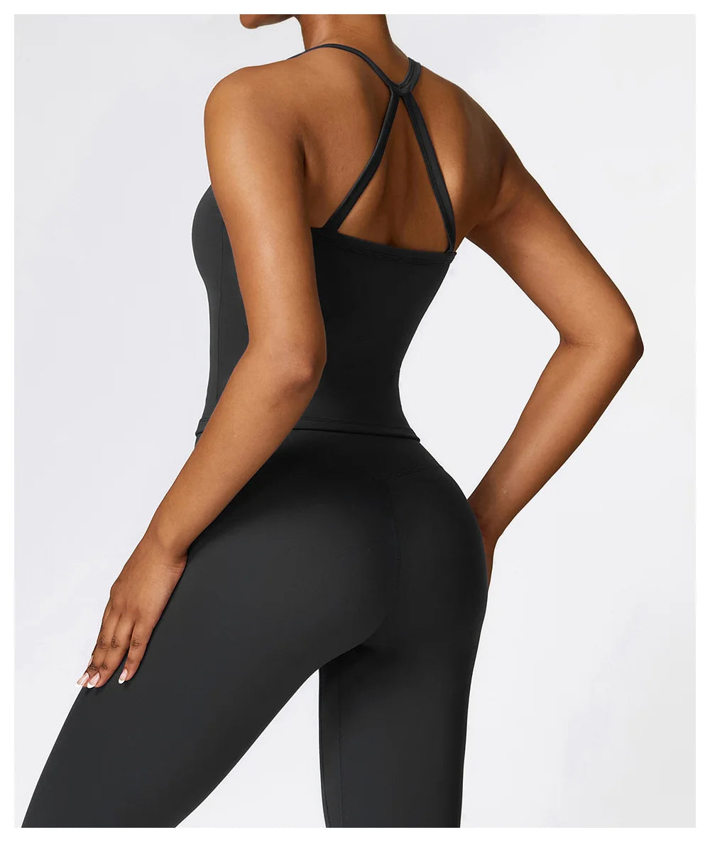 Women Cross Back Yoga Sports Bra Breathable Push Up Top