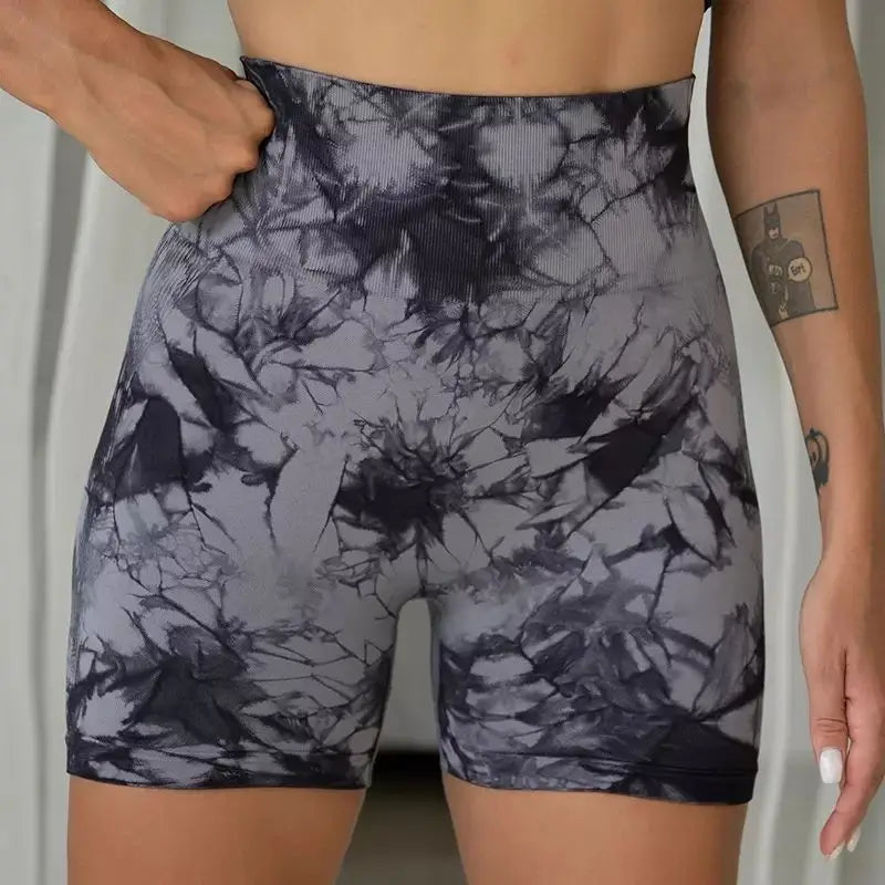 Womens Yoga Shorts Print Gym Running Workout Shorts Athletic Wear