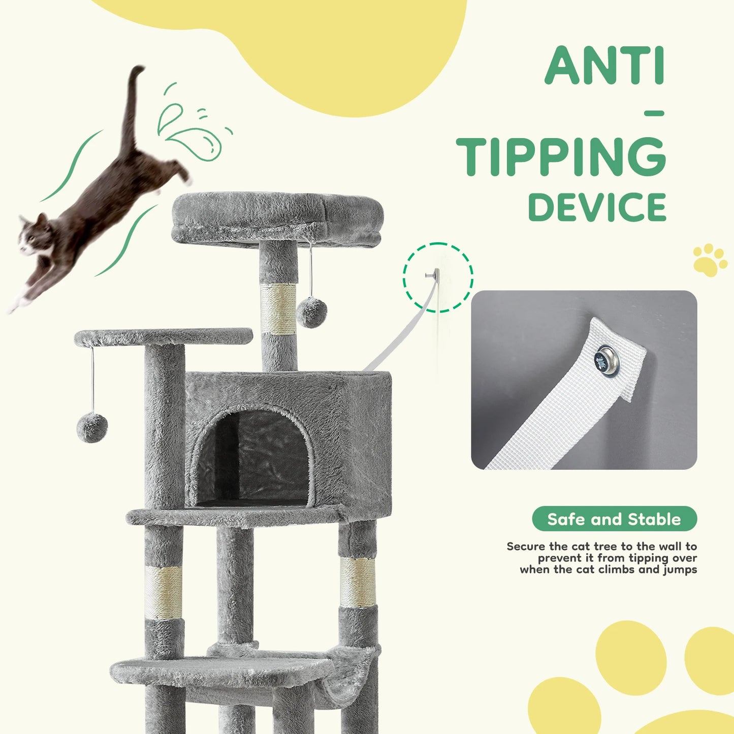 JHK Four Tier Cat Tree Indoor Multi Cat Climbing Tower