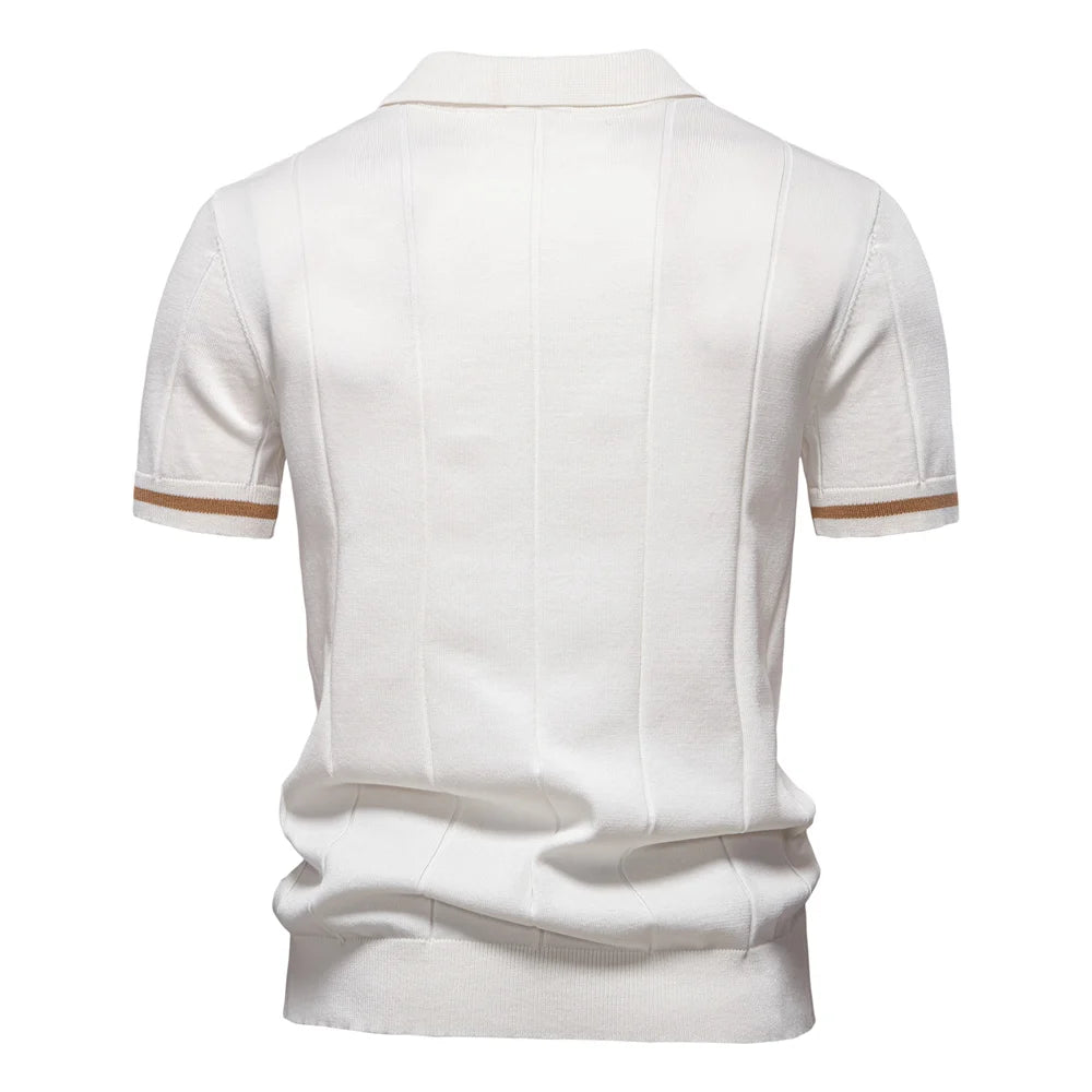 AIOPESON Mens Zipper Polo Shirt Slim Fit Sport Office Wear