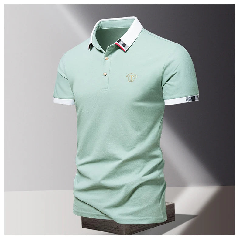 Lane JT Mens Pure Cotton Short Sleeve Polo Shirt Lapel