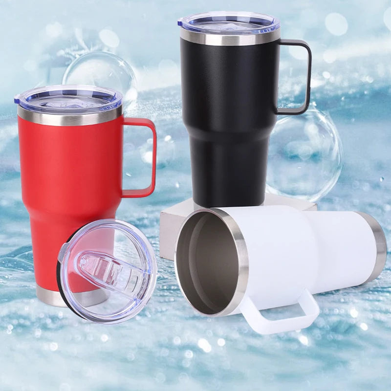 Stainless Steel Car Thermos Bottle With Handle Lid