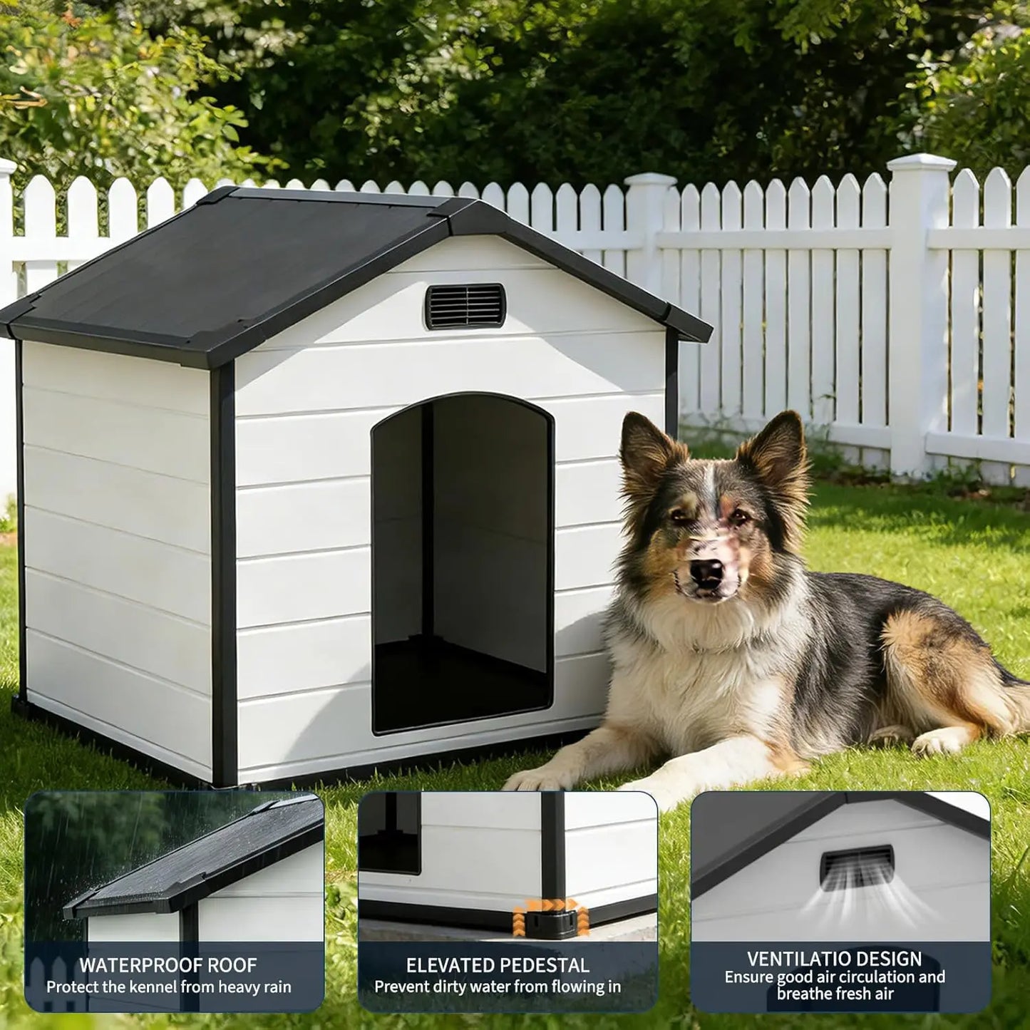HiMISS Waterproof Indoor Outdoor Dog House With Removable Roof