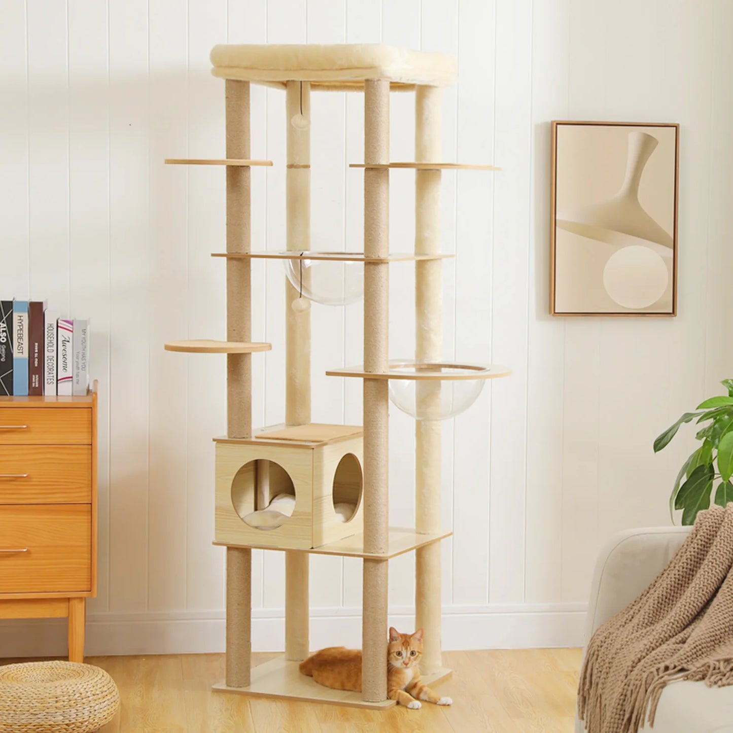 PAWZ Road Multi-Level Wood Cat Tree With Scratching Posts