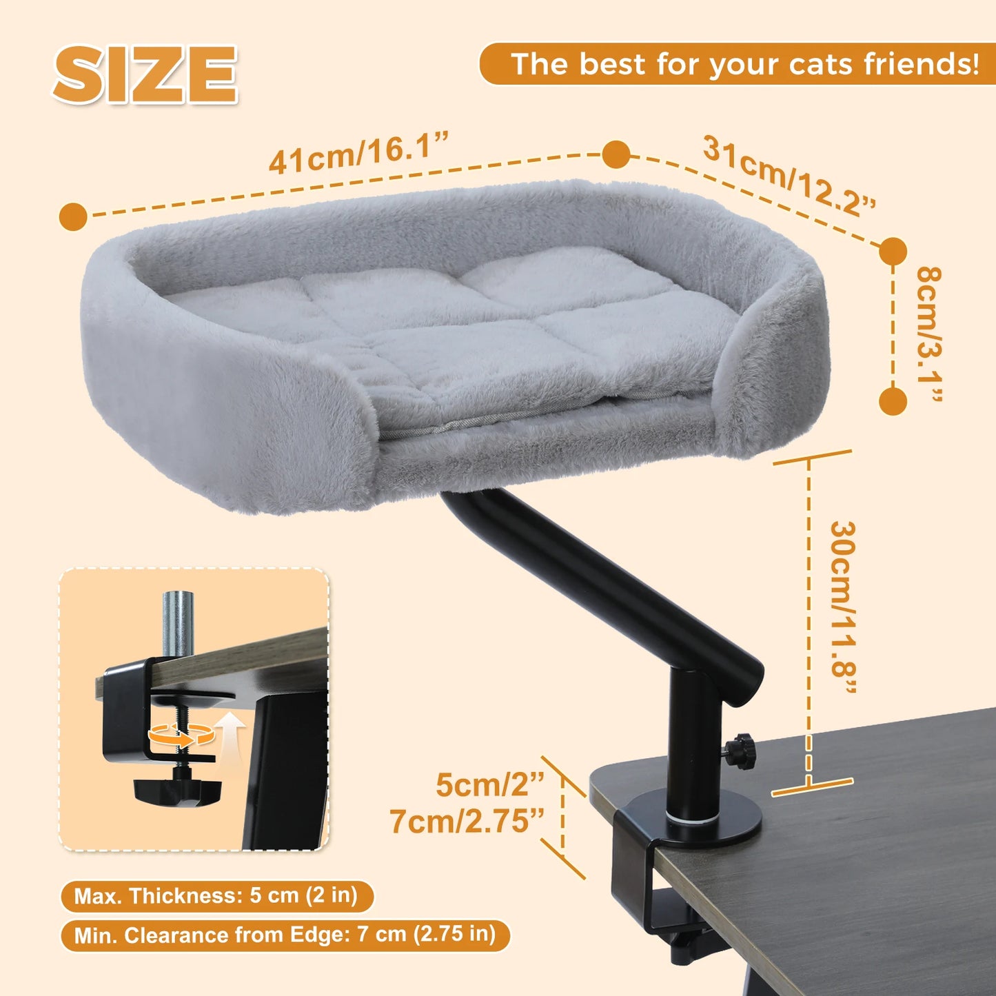 PAWZ Road Cat Desk Bed Rotatable Hammock Stand Indoor Cats