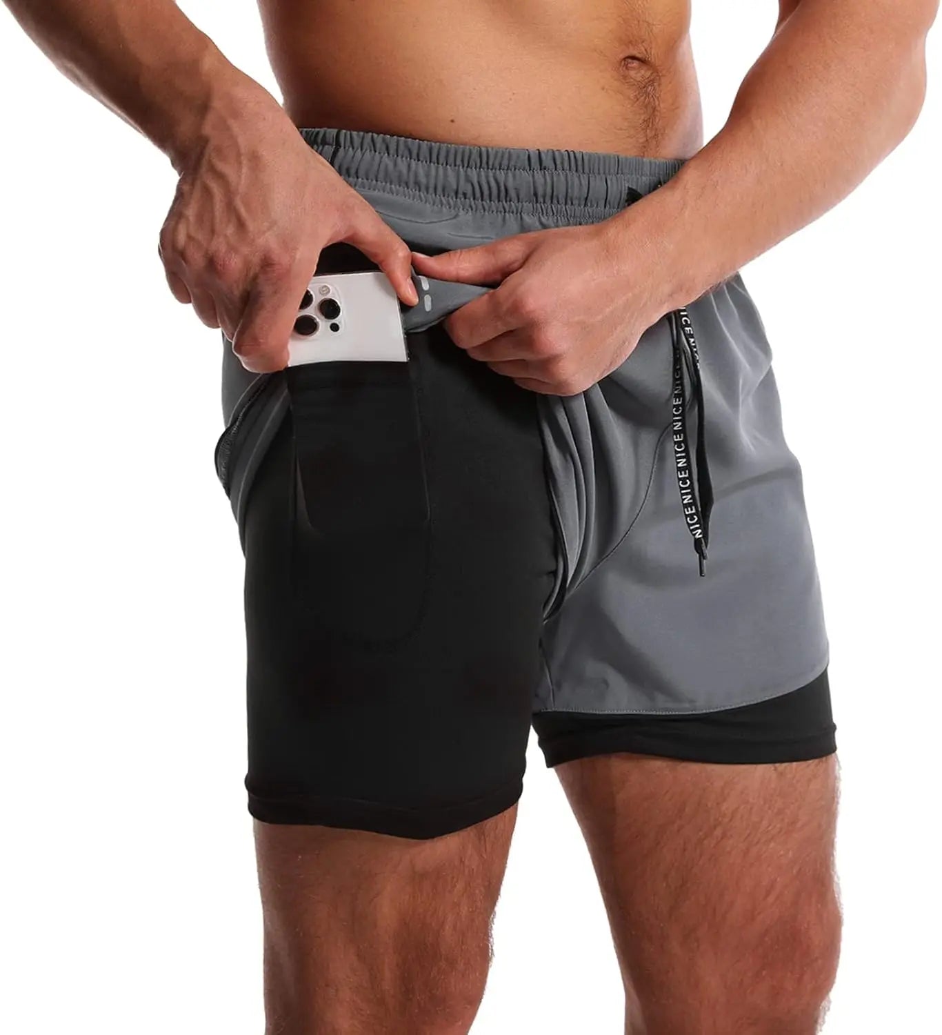 Men's Lightweight Ice Silk Quick-Dry Training Shorts With Zipper Pockets