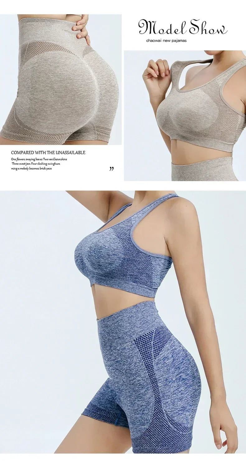 Yoga Set Women Seamless Sports Bra and Leggings