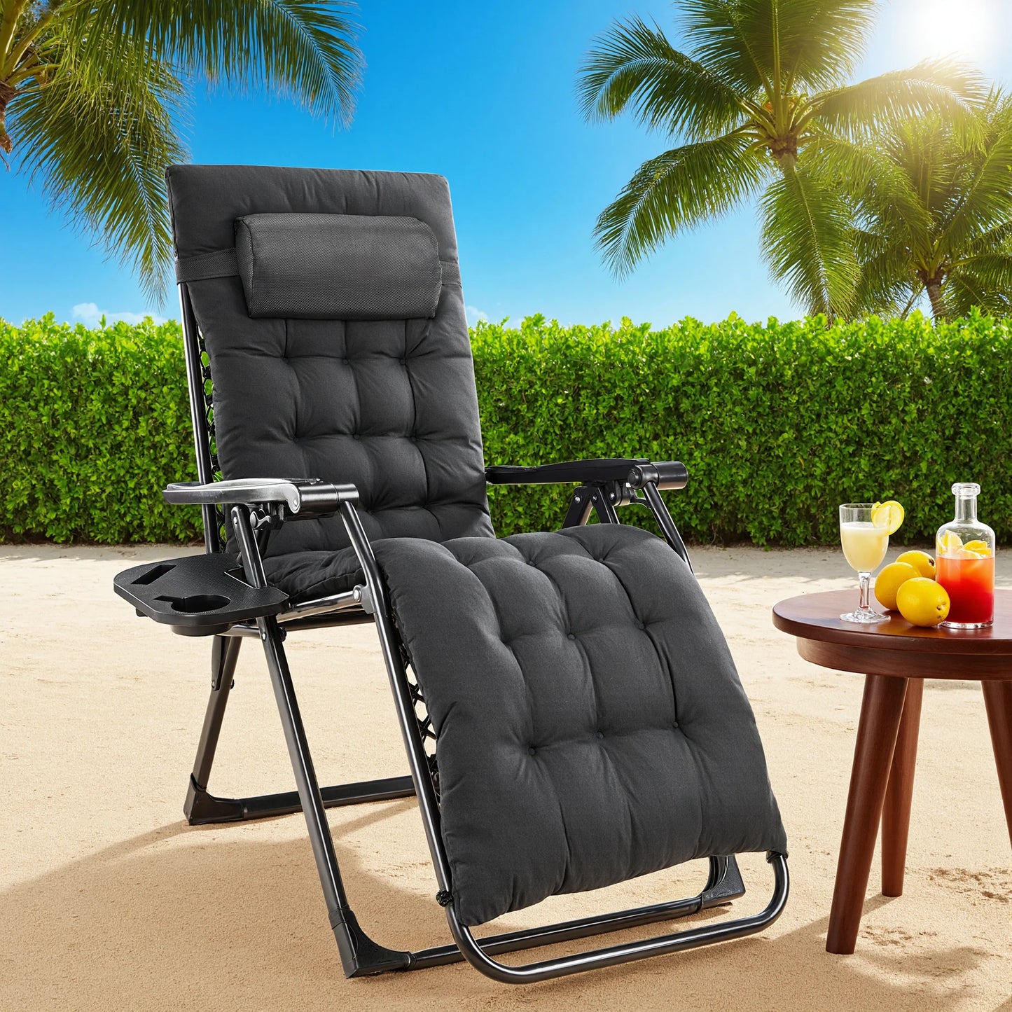 JHK Oversized Zero Gravity Foldable Reclining Lounge Chair Cup Holder