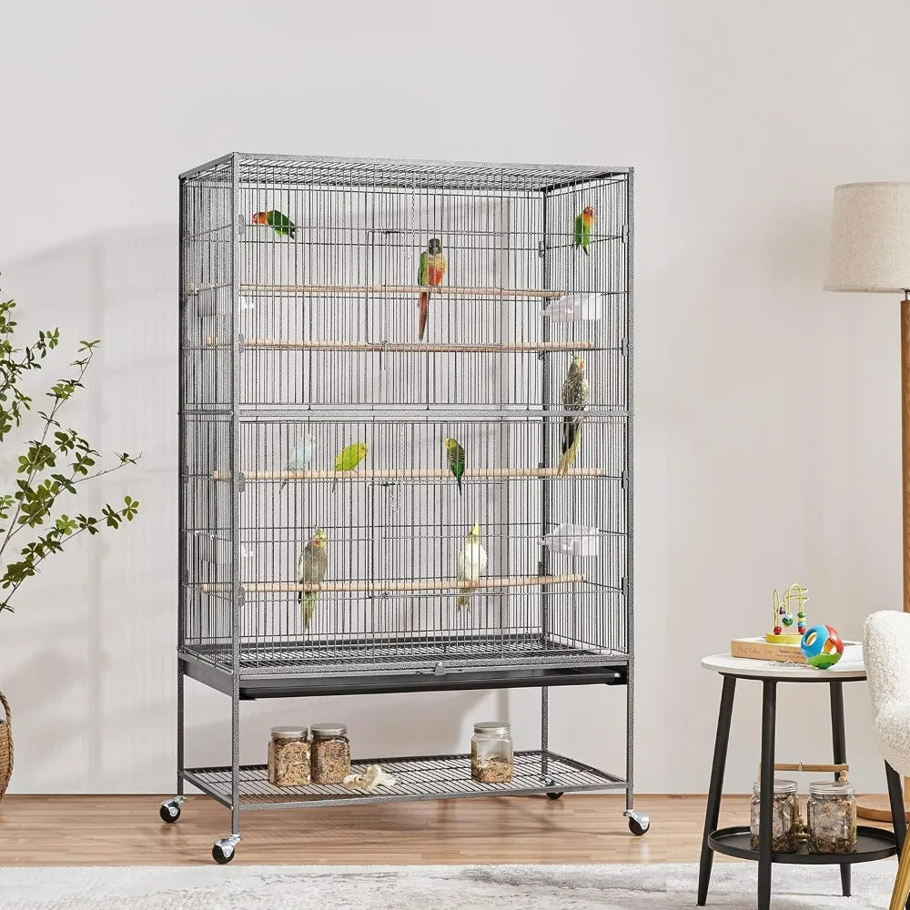 NONECN Parrot Cage With Rolling Stand For Medium Birds