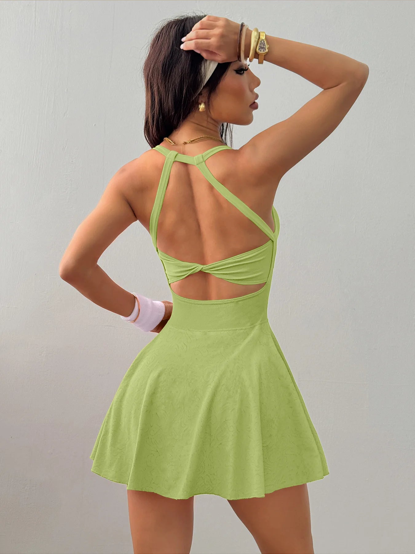GUTASHYE Women Yoga Tennis Dress With Pockets Quick Dry Breathable