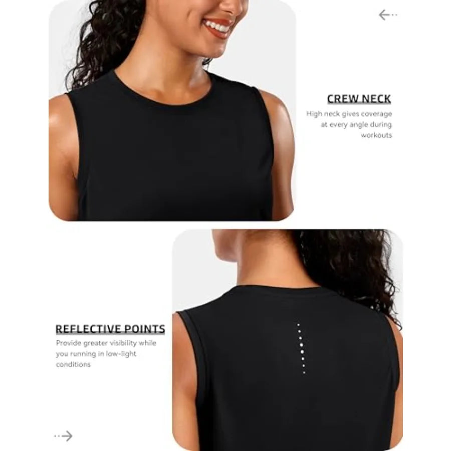 Womens Lightweight Bamboo Fiber Sleeveless Workout Top For Tennis Yoga Running