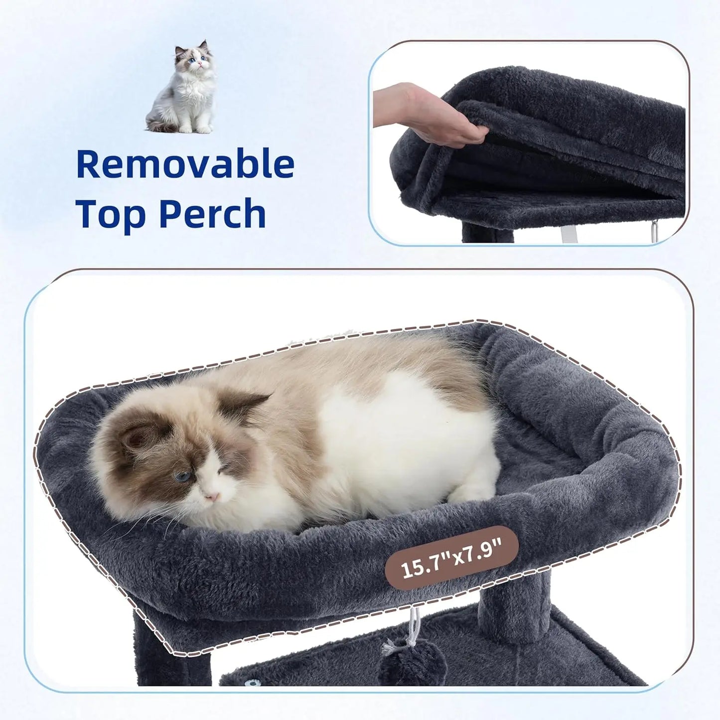 Cat Tree Tower for Indoor Cats With Hammock Condo Scratching Post