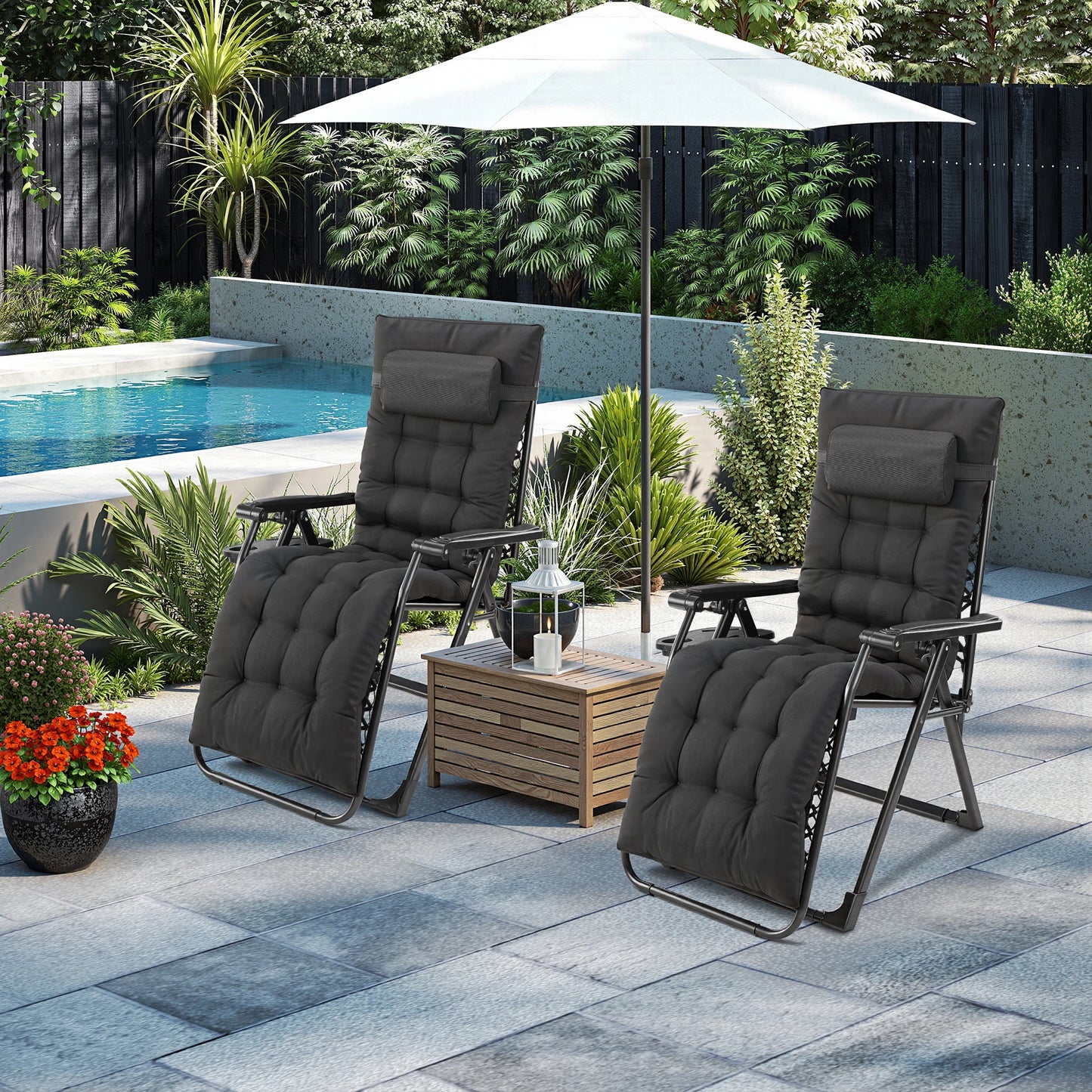 JHK Oversized Zero Gravity Foldable Reclining Lounge Chair Cup Holder