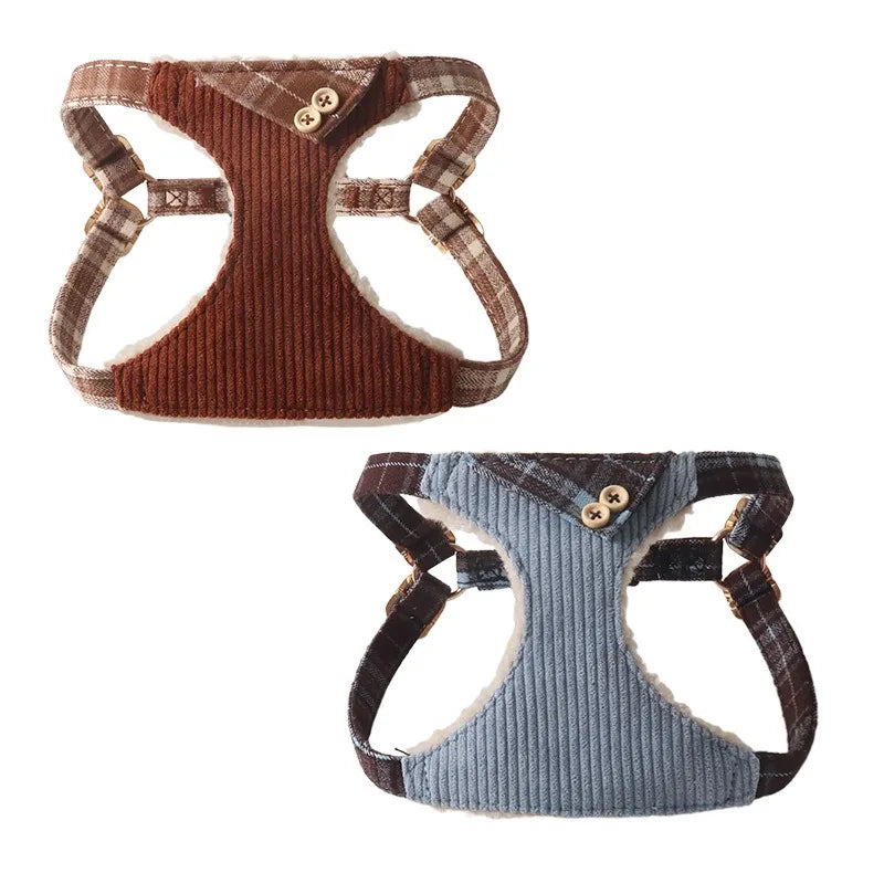 Aminger Corduroy Dog Harness Vest Style Adjustable Leash