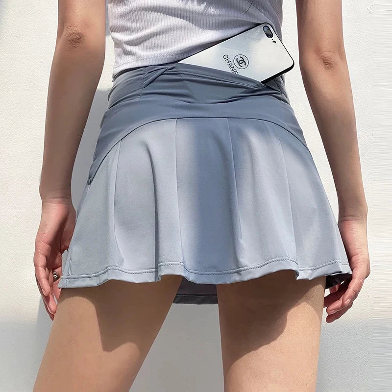 Women's High-Waisted Skort With Inner Lining For Yoga Fitness