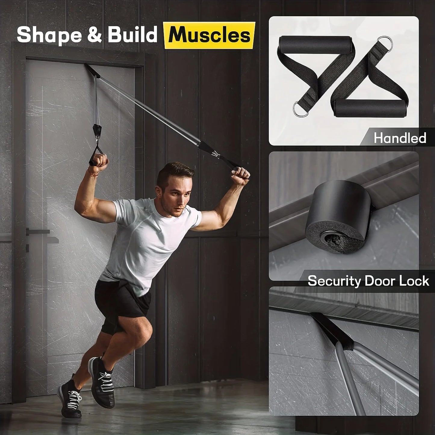 None Resistance Bands Set With Door Anchor Handles And Bag
