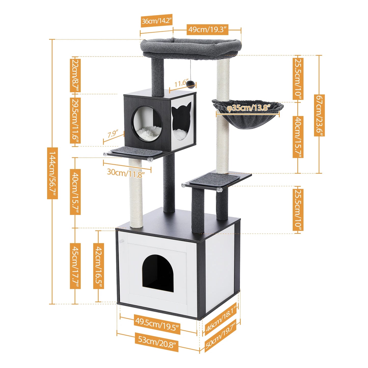 PAWZ Road Multi-Level Wood Cat Tree With Scratching Posts