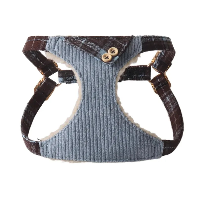 Aminger Corduroy Dog Harness Vest Style Adjustable Leash