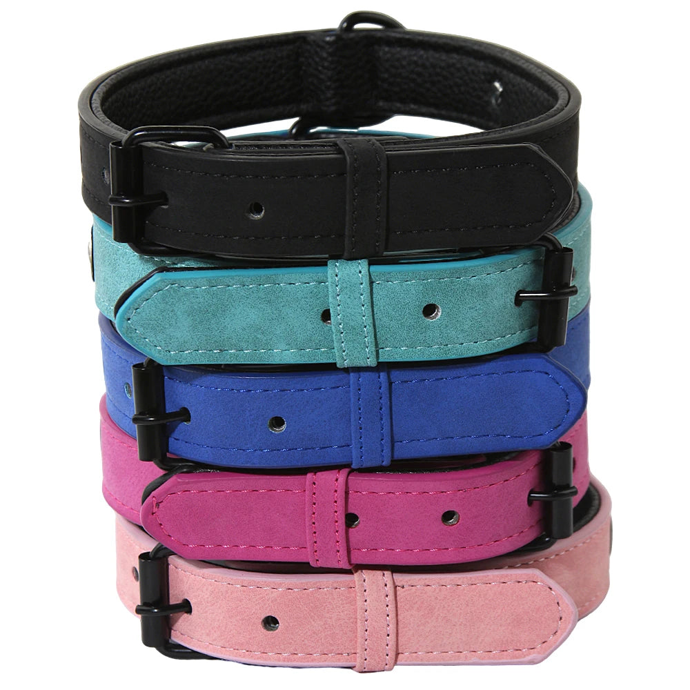 zPetsDating Leather Dog Collar And Leash Set Personalized