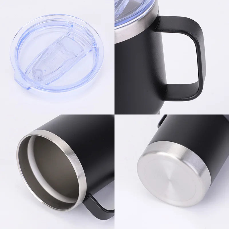 Stainless Steel Car Thermos Bottle With Handle Lid