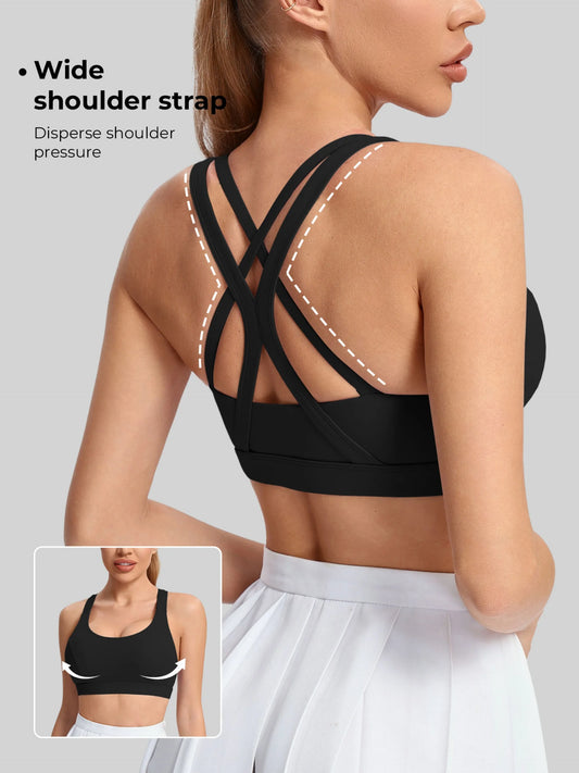 Women's Yoga Sports Bra With Back Straps Breathable Nylon Blend WX1037