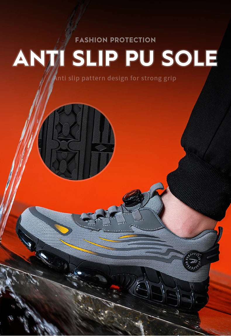 Breathable Lace-Free Soft Sole Anti-Puncture Work Shoes