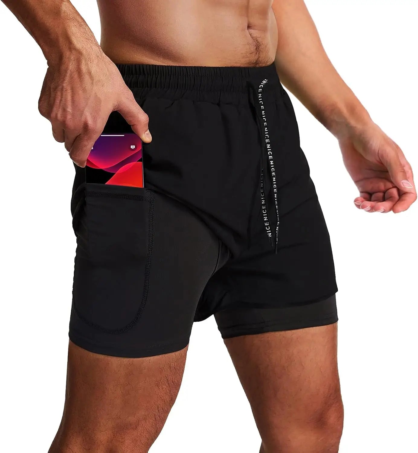 Men's Lightweight Ice Silk Quick-Dry Training Shorts With Zipper Pockets