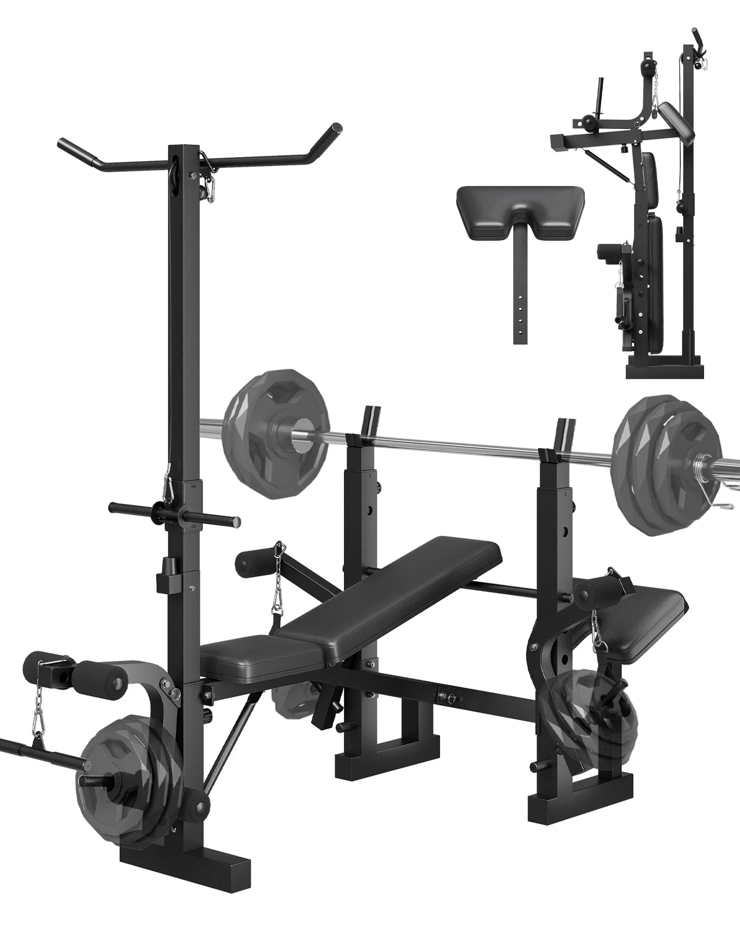 HiMISS Adjustable 4-in-1 Weight Bench With Leg Developer And Rack