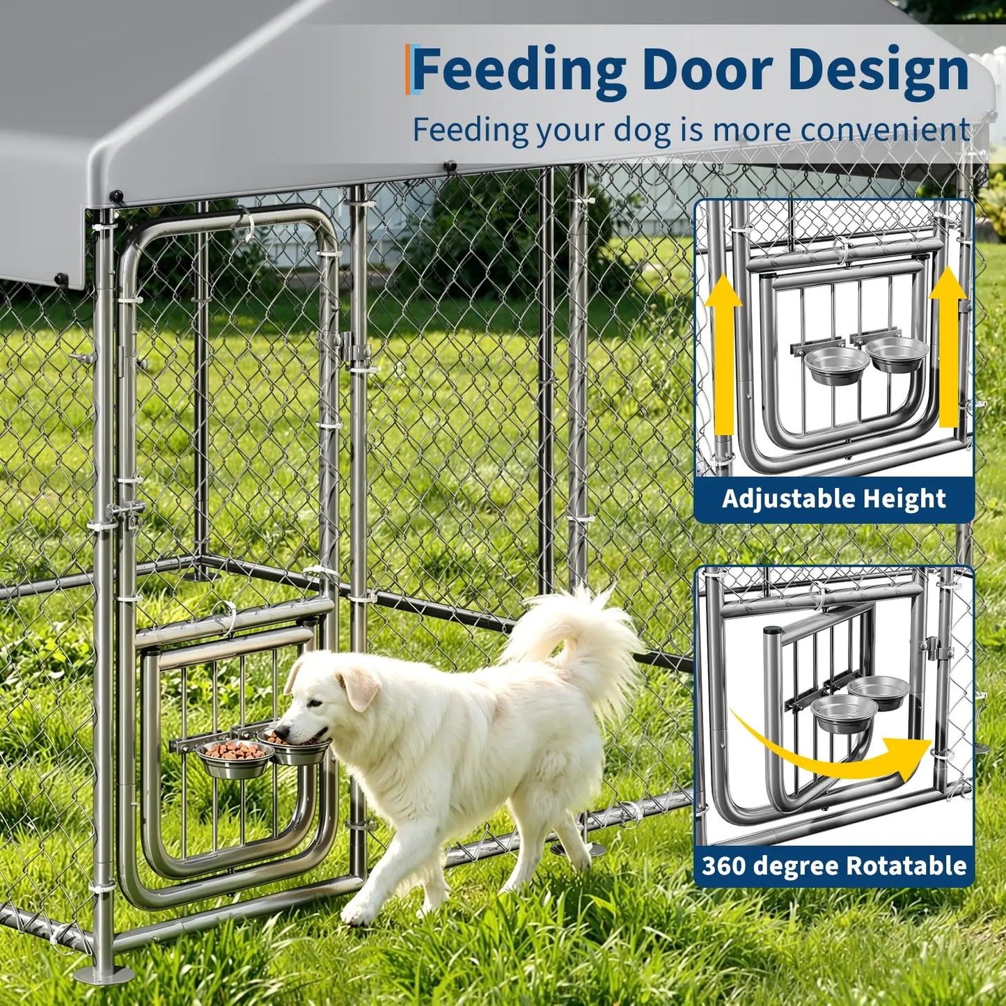 DishyKooker Heavy Duty Outdoor Dog Kennel With Roof Lockable Door