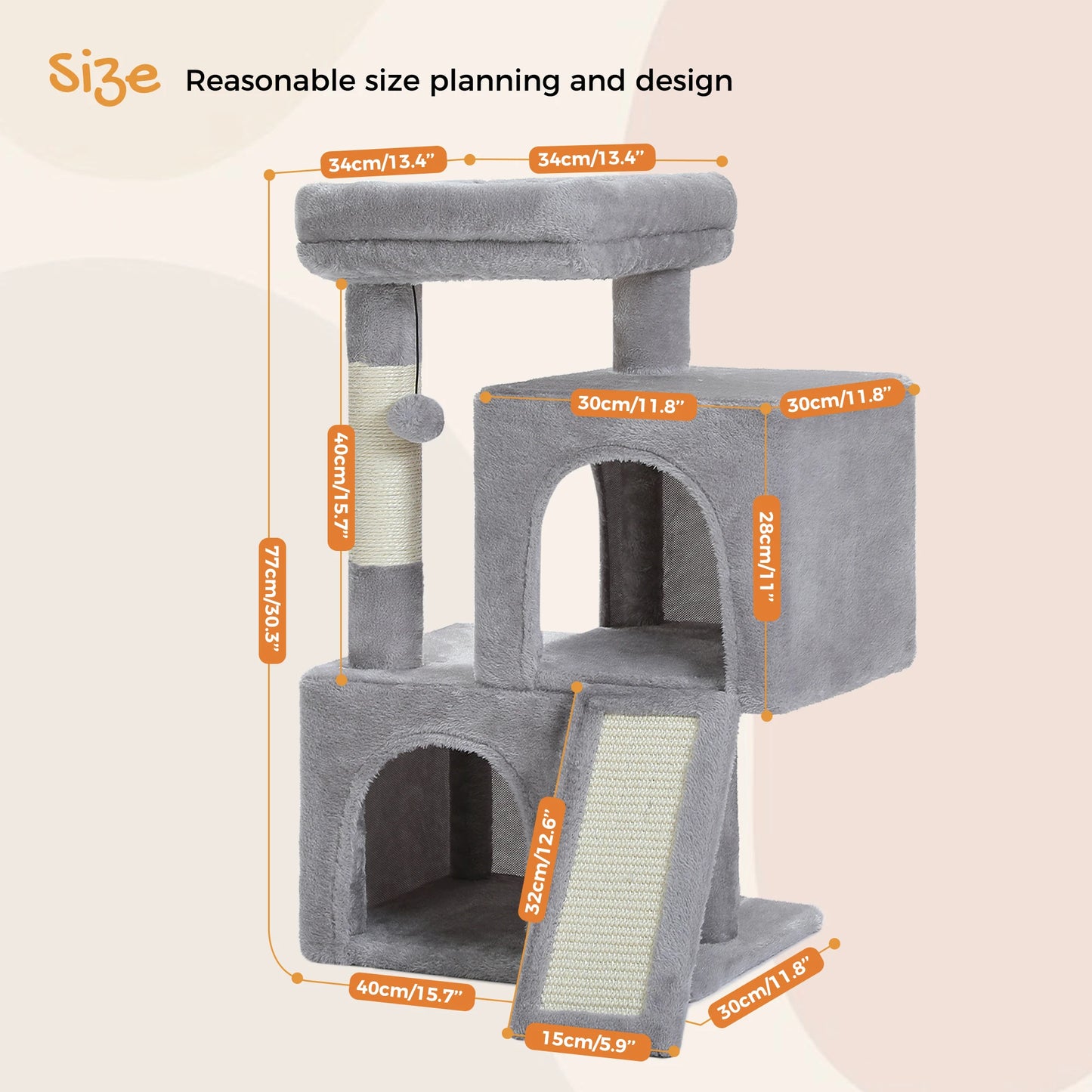 PEQULTICN Multi Level Cat Tower With Sisal Scratching