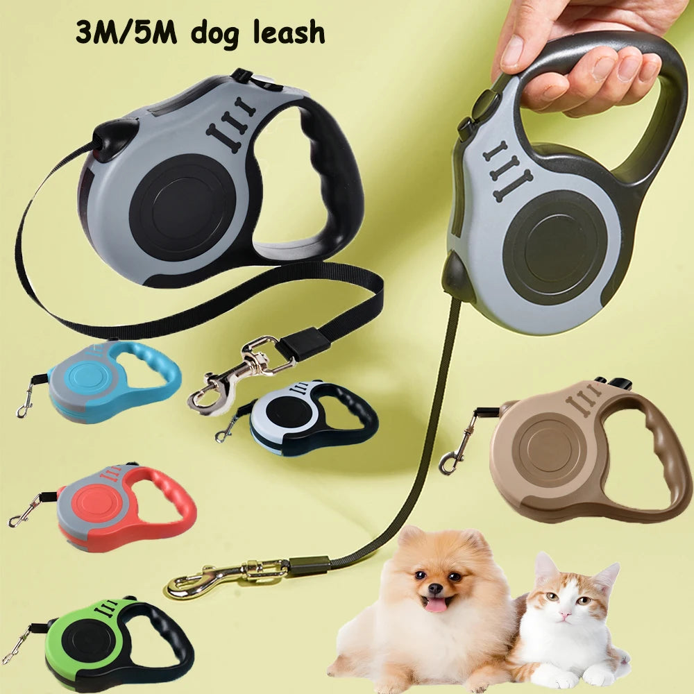 Retractable Nylon Dog Leash With ABS Case Heavy Duty