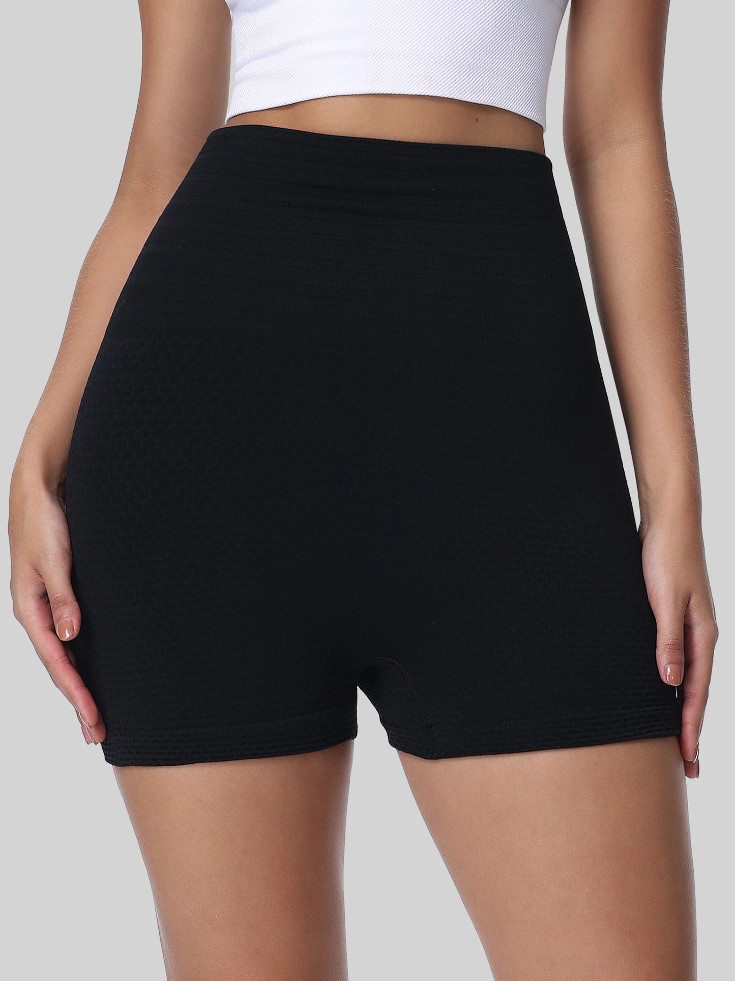 Women's Knitted Nylon Track Shorts High Waist With Stretch