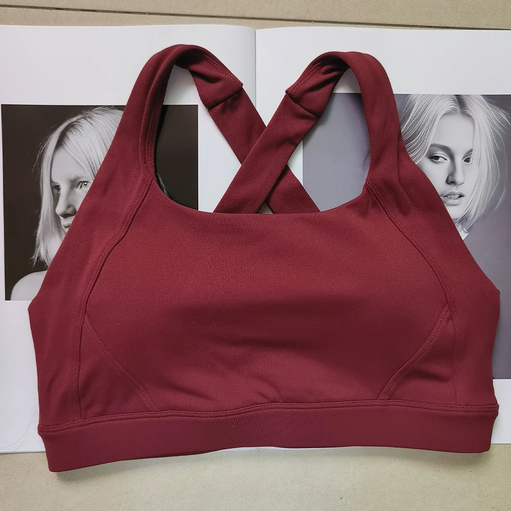 Cross Back Sports Bra Quick Dry Shock Absorbing For Yoga Running Fitness
