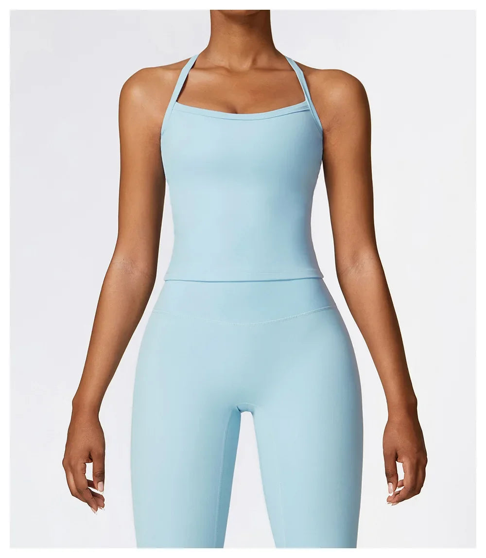 Women Cross Back Yoga Sports Bra Breathable Push Up Top
